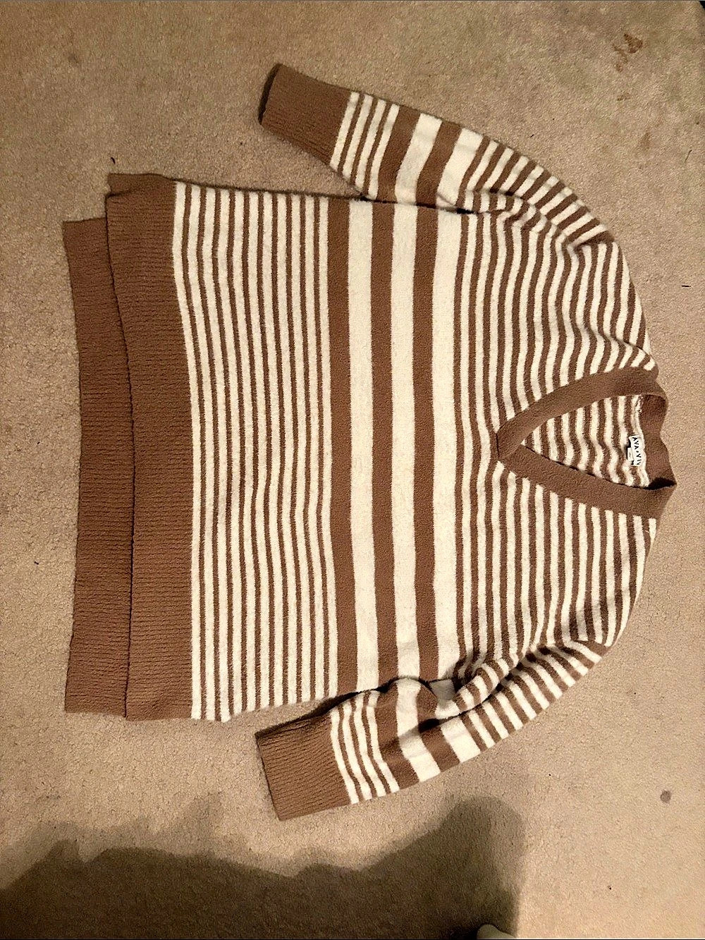 Ava and Viv Striped Sweater in Brown & White Size 2X
